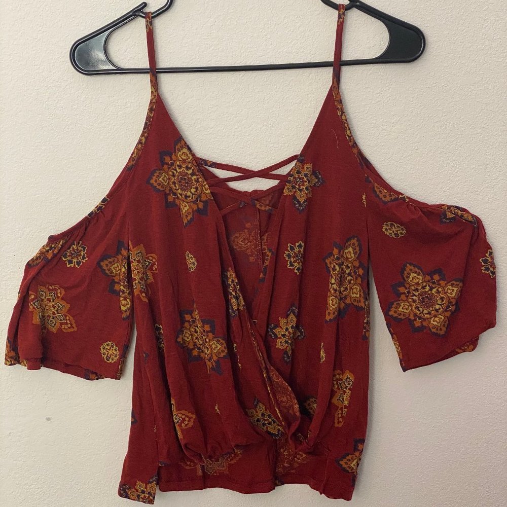 Sun & Shadow Red Flower Blouse
